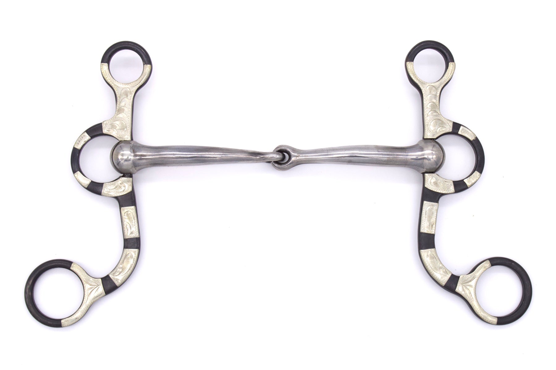 Western Snaffle Bit mit Shanks und silberfarbenen Akzenten