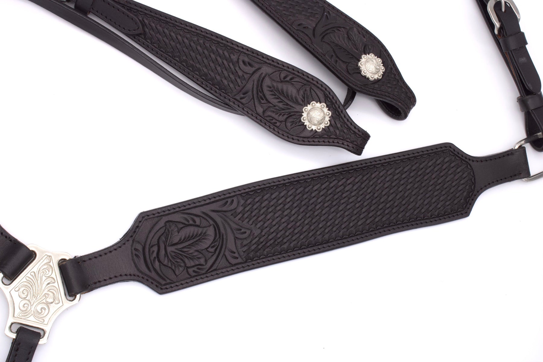 Westerntrense, Set aus Kopfstück und Vorderzeug, schwarz, allblack,