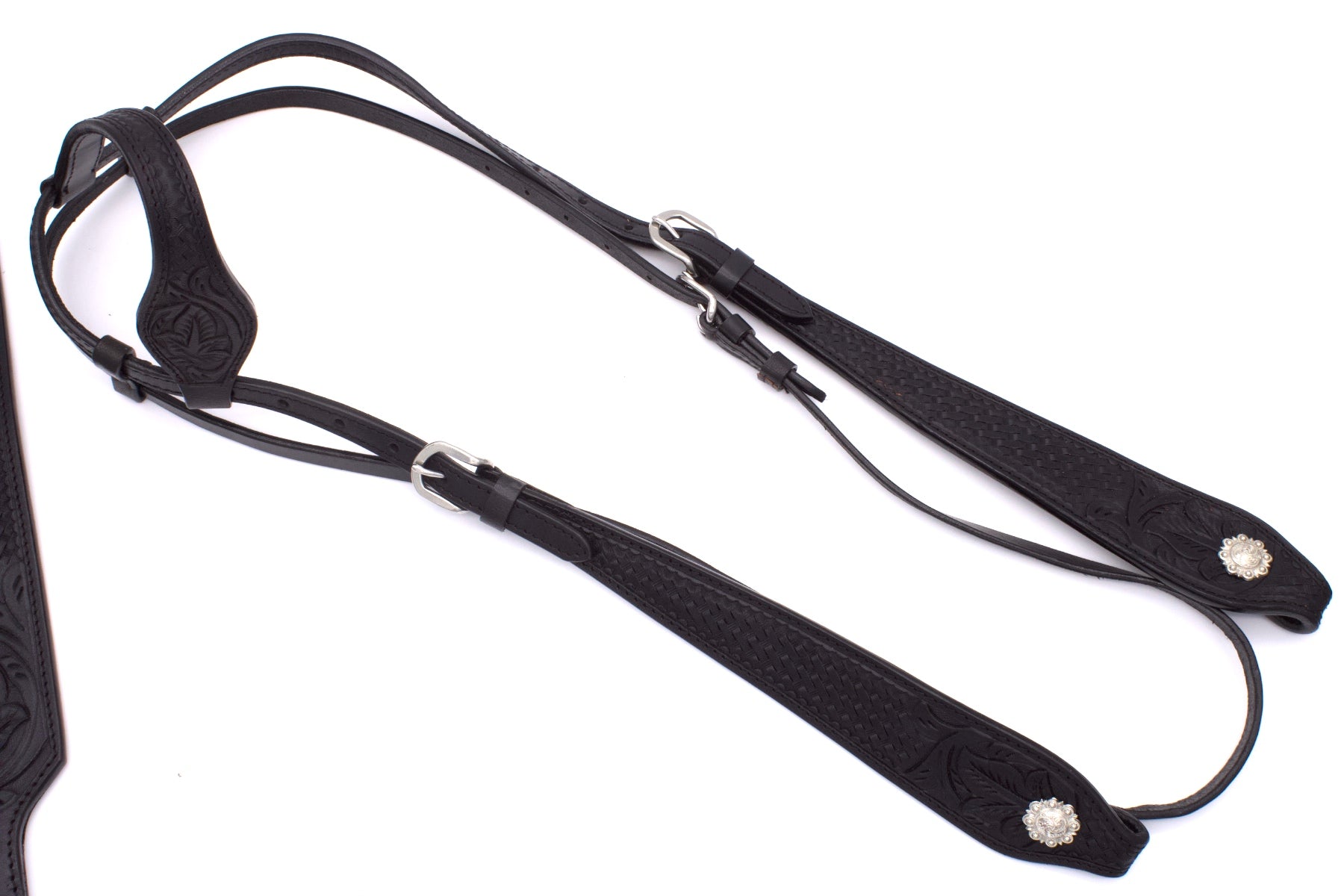 Kaltblut Westerntrense, Set aus Kopfstück und Vorderzeug, schwarz, allblack,