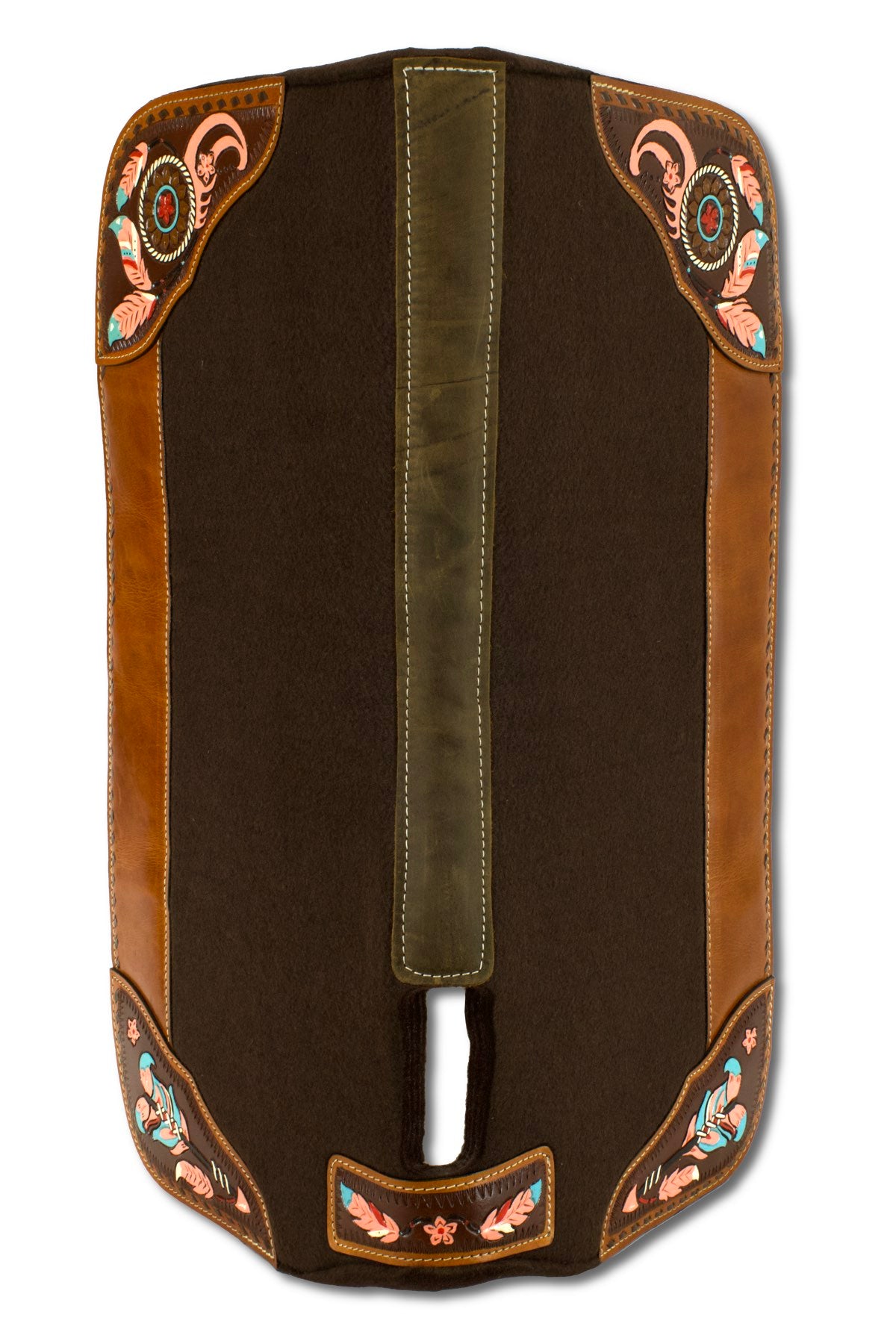 Western-Filzpad, Westernpad mit Lederbesatz Pfeil &amp; Feder, anatomisch,