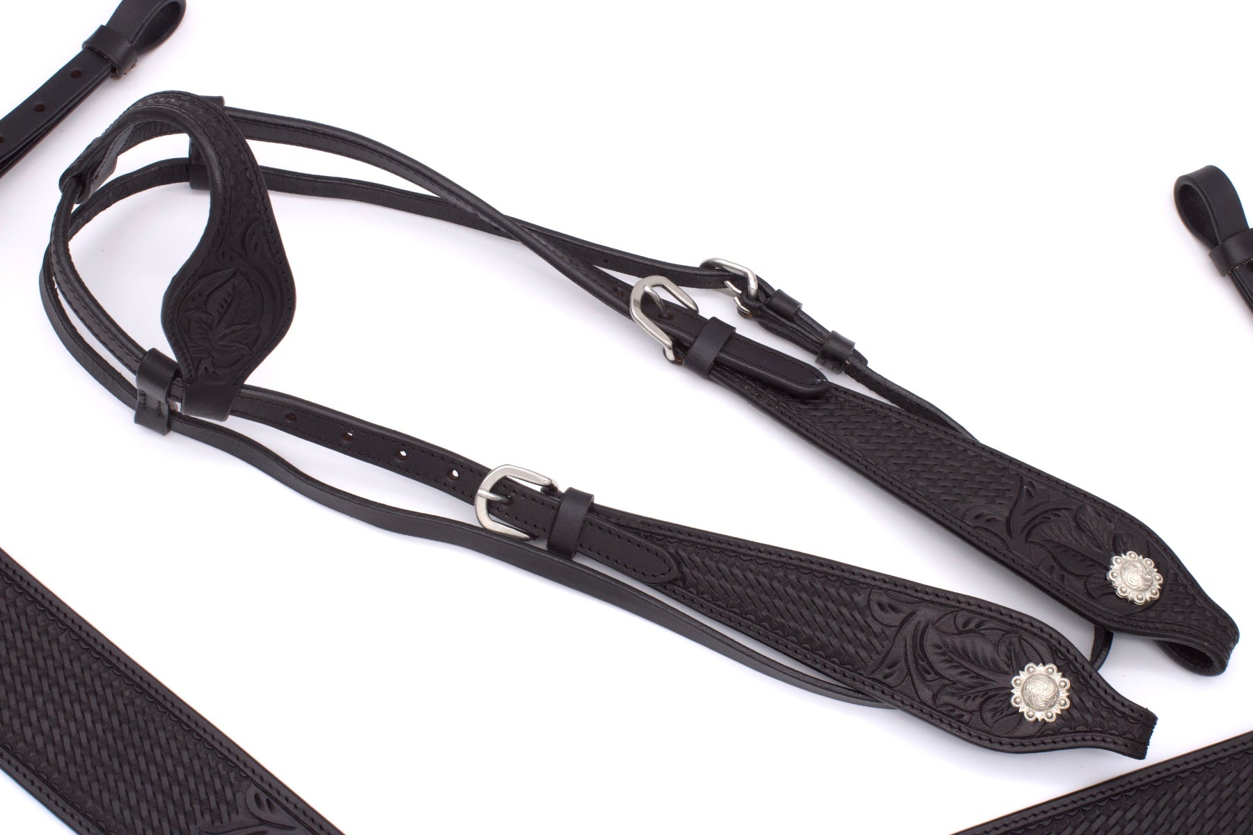 Westerntrense, Set aus Kopfstück und Vorderzeug, schwarz, allblack,